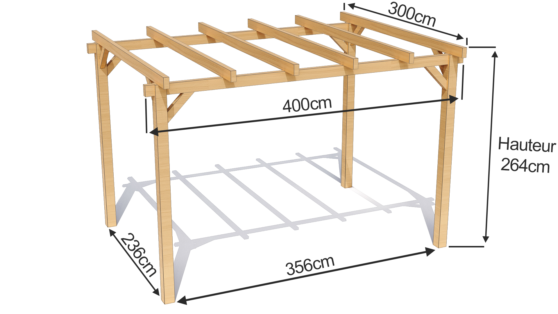 dimensions d'une pergola bois louise 4mx3m